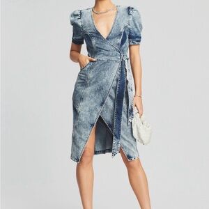 Retrofete Zelda Denim Wrap Dress Small NWT